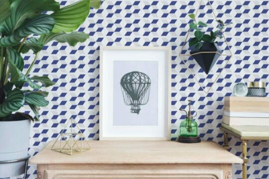 Geometric cube tile peel stick wallpaper