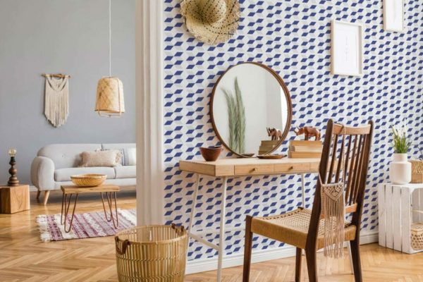 Geometric cube tile peel and stick removable wallpaper