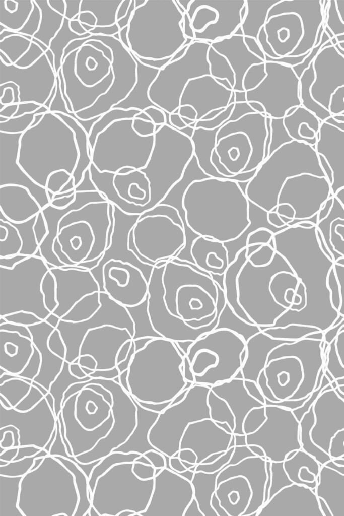 Pattern repeat of Gray and white abstract circle removable wallpaper design