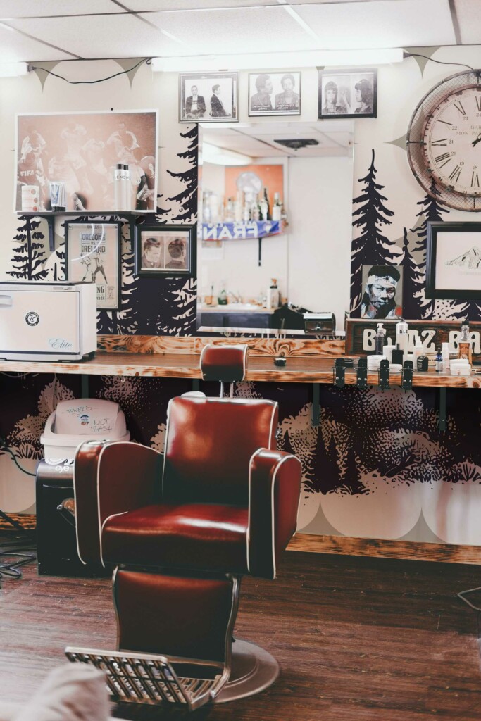 Wall paper mural of Barbershop Forest in gray by Fancy Walls
