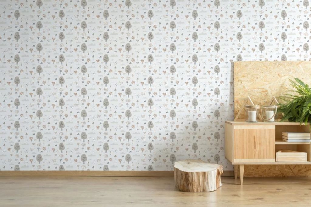 gray boho forest removable wallpaper