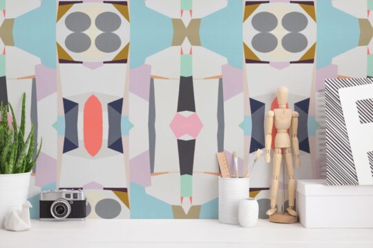 Abstract geometric shapes stick on wallpaper