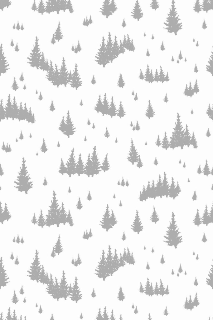 Pattern repeat of Gray fir tree removable wallpaper design