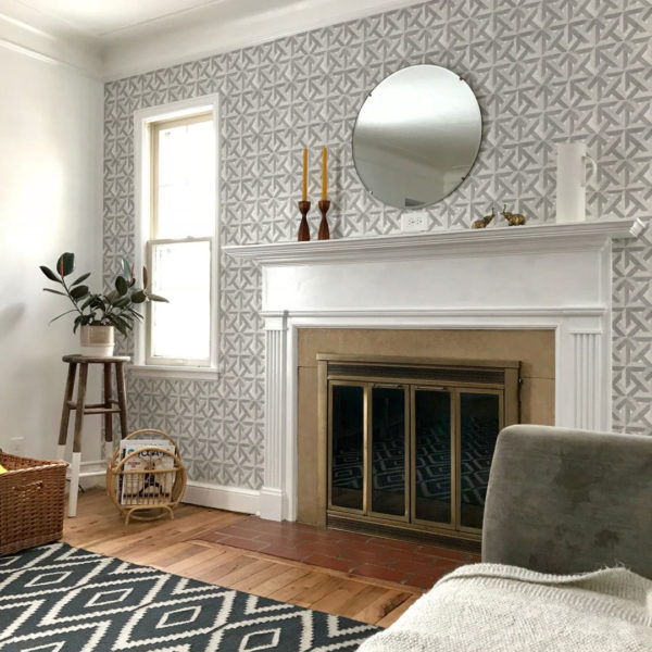 Geometric stone tile peel and stick removable wallpaper