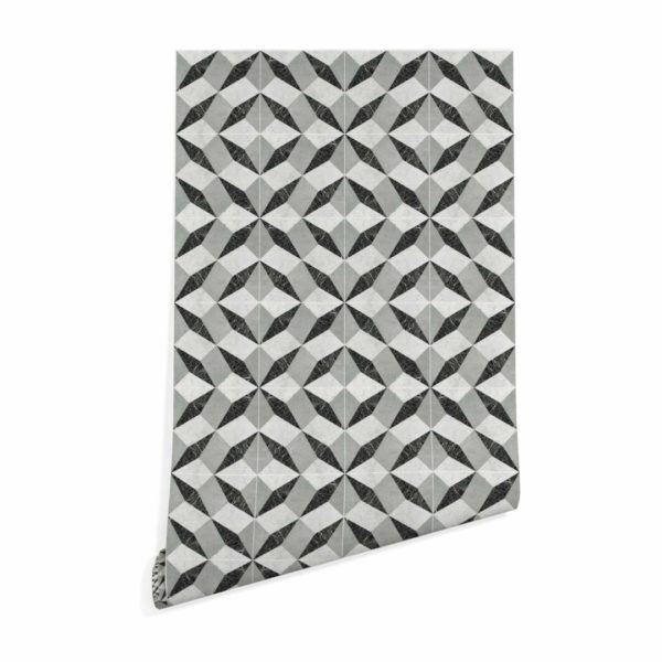 Contemporary geometric tile peel and stick removable wallpaper