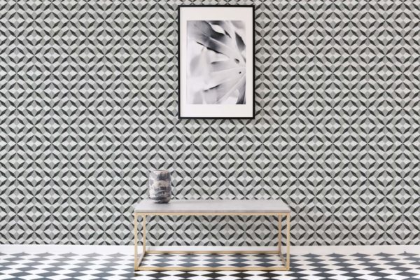 Contemporary geometric tile sticky wallpaper