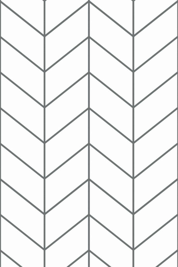 Pattern repeat of Gray minimalist chevron removable wallpaper design