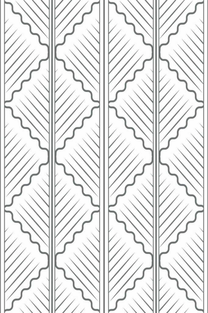 Pattern repeat of Gray oak leaf removable wallpaper design