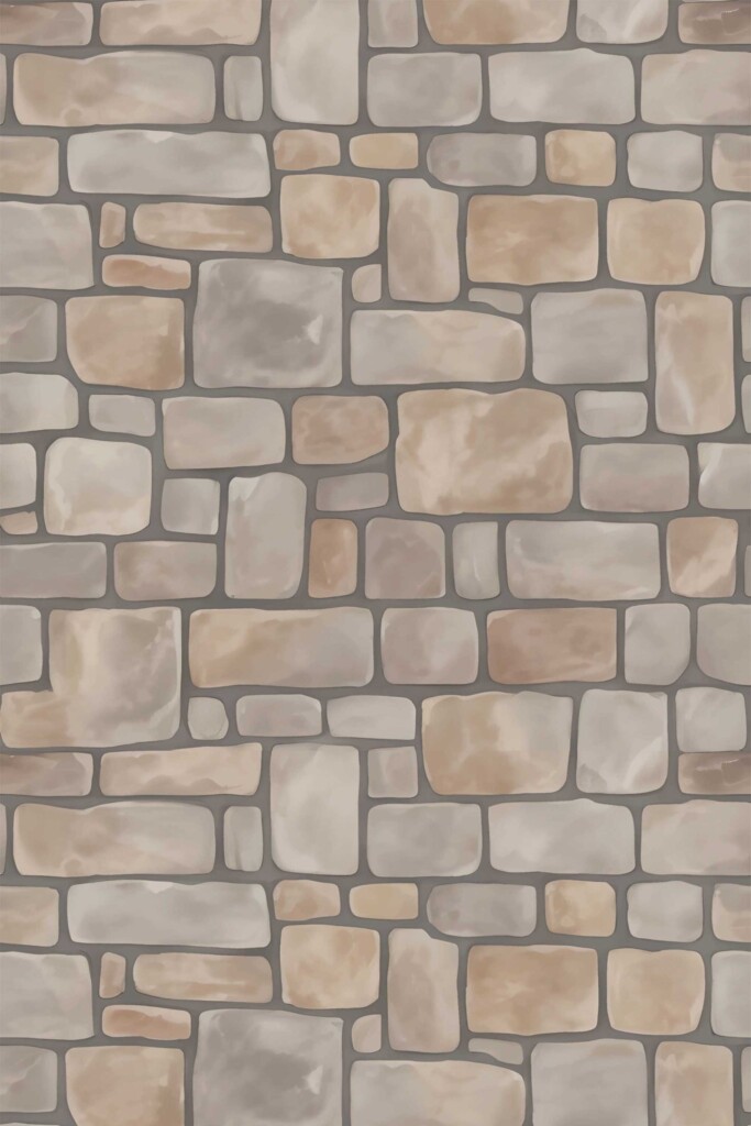 Gray Old Brick Stones Peel and Stick Wallpaper by Fancy Walls.