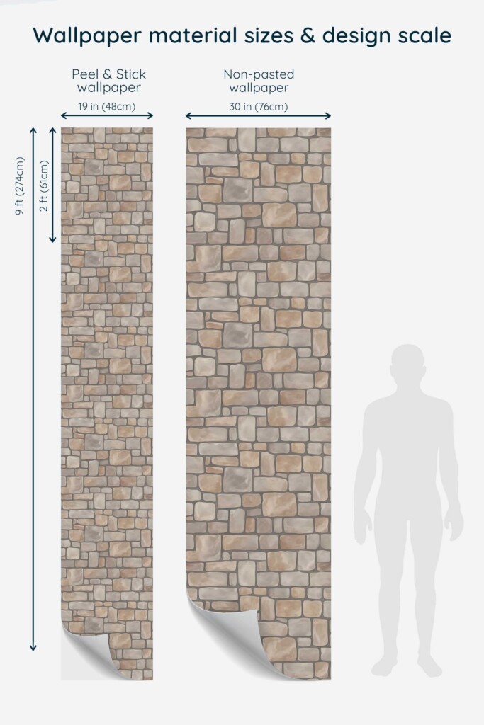 Self-Adhesive Wallpaper with Gray Old Brick Stones by Fancy Walls.