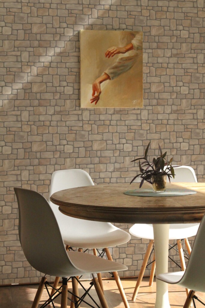 Traditional Wallpaper with Gray Old Brick Stones design by Fancy Walls.