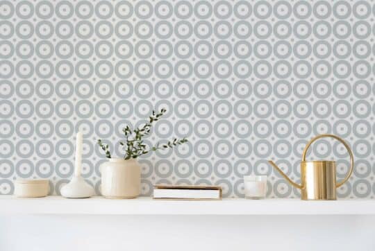 Geometric circles and dots peel and stick wallpaper