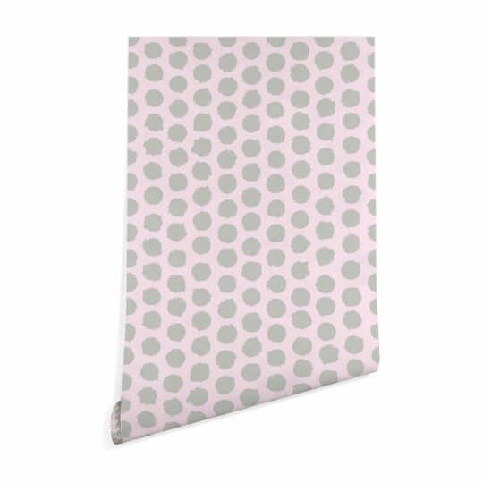Pink and gray brushstroke polka dot sticky wallpaper