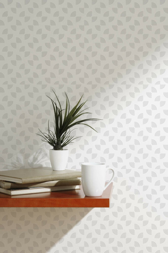 Scandinavian style accent wall decorated with Gray semicircle peel and stick wallpaper