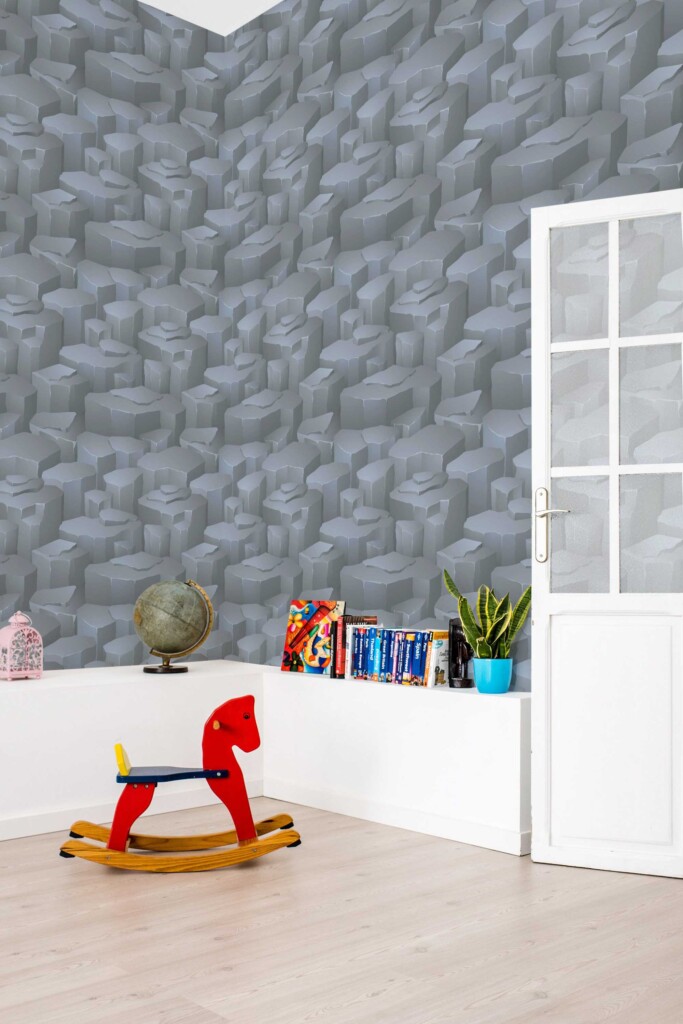 Removable Gray Illustrated Stones Wallpaper for Walls by Fancy Walls.