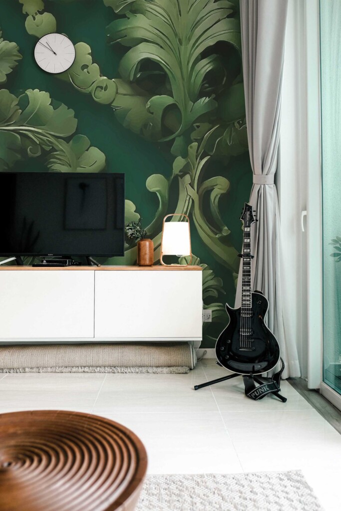 Green 3D art deco wall mural mural for wall Fancy Walls