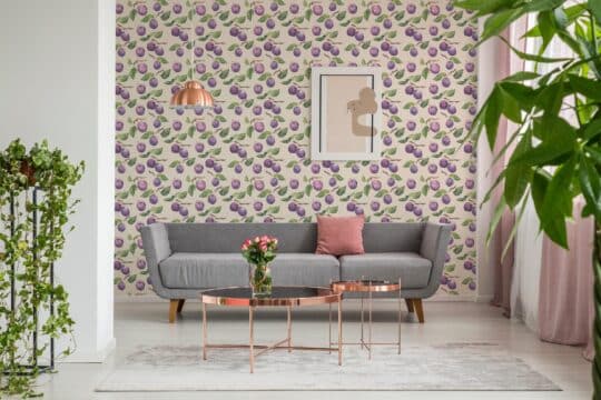 vintage plum non-pasted wallpaper