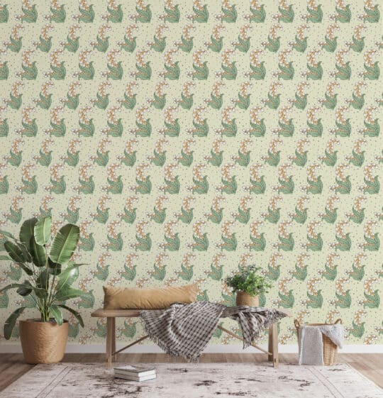 green and yellow stick and peel wallpaper
