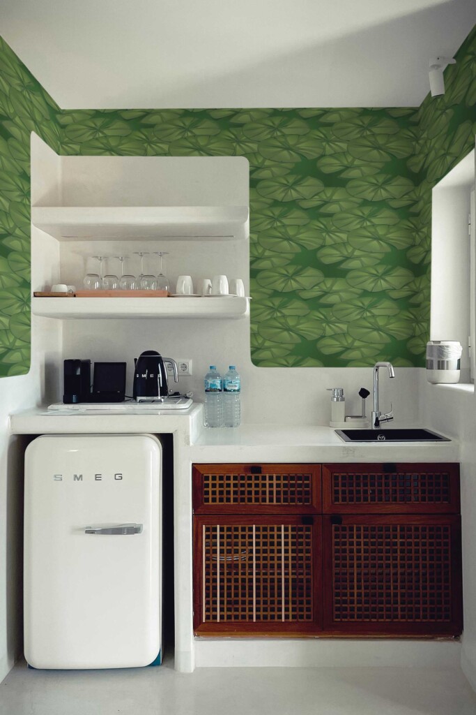 Fancy Walls traditional wallpaper in green leaf design for kitchen walls