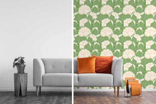 Green Cauliflower, peel and stick wallpaper by Fancy Walls