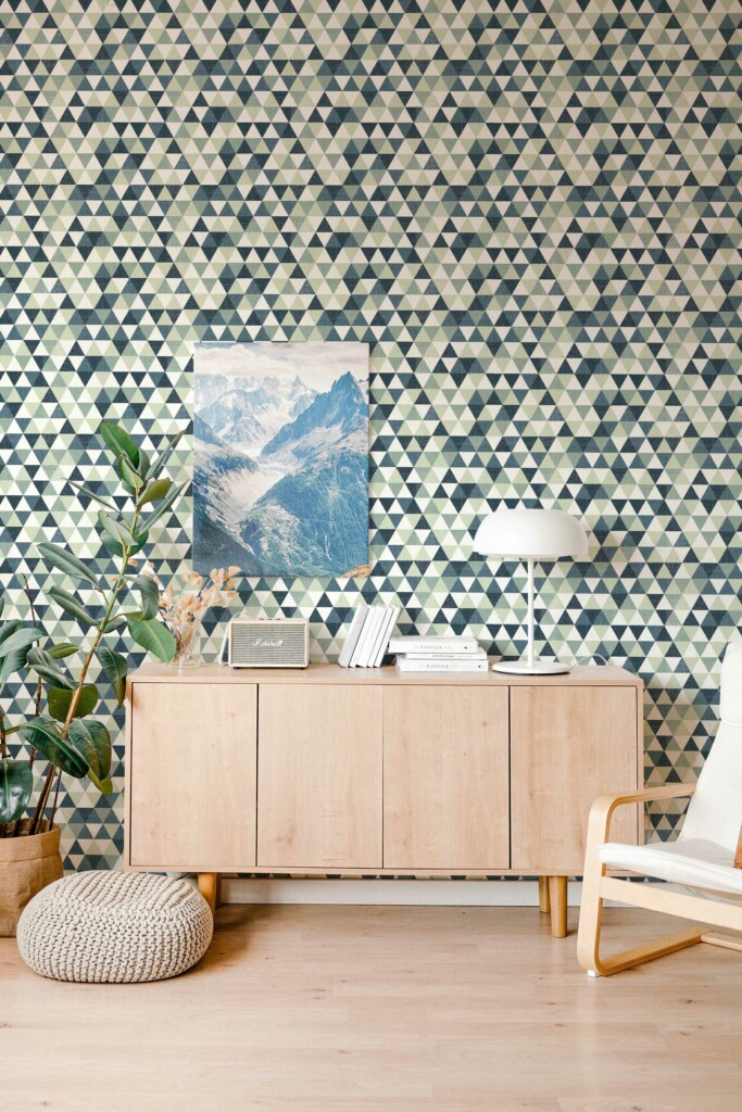 Verdant Triangles self-adhesive wallpaper by Fancy Walls