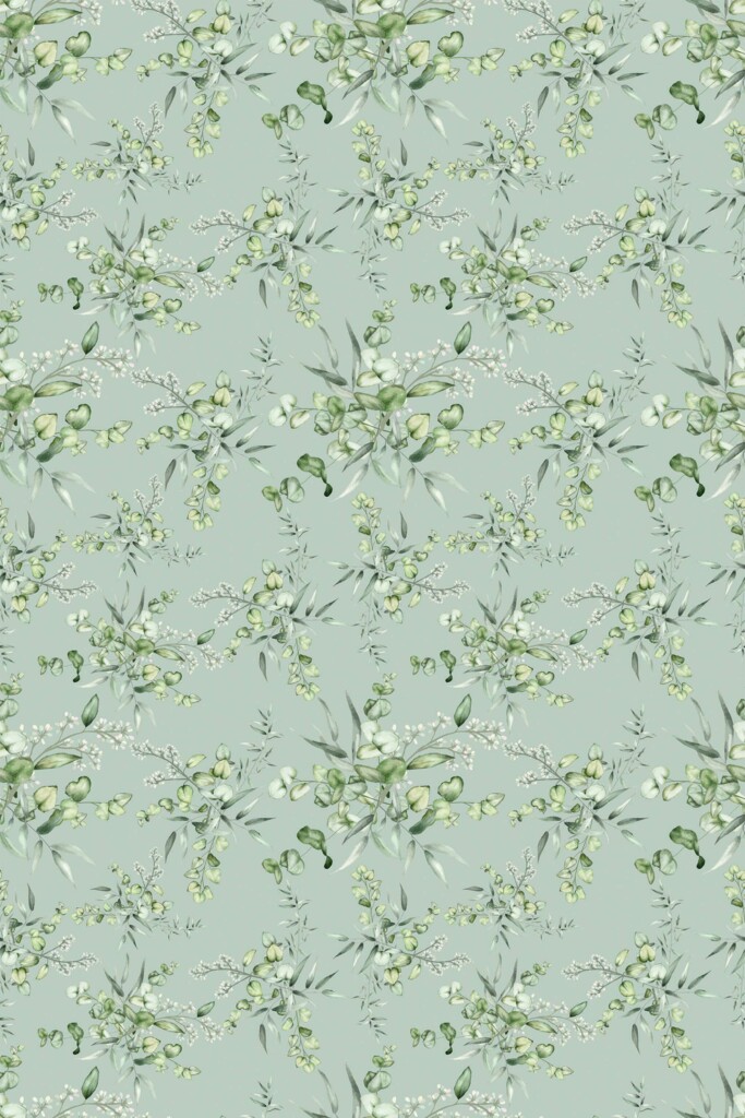 Green Floral Elegance self-adhesive wallpaper by Fancy Walls