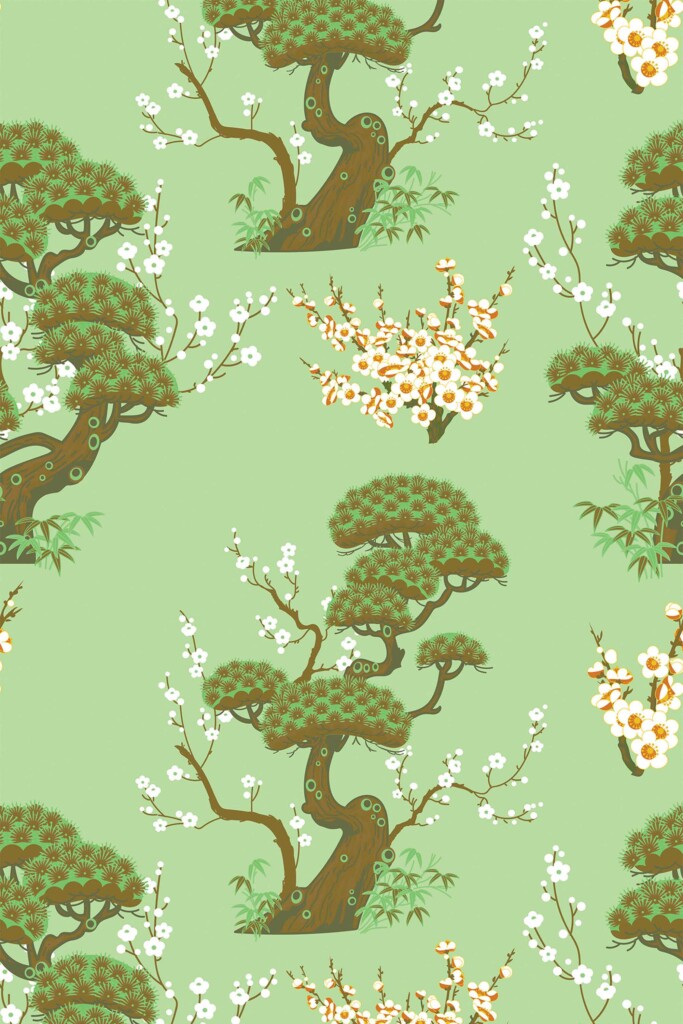 Fancy Walls green floral chinoiserie wallpaper for walls in dining room