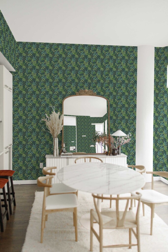 Fancy Walls green floral botanical wallpaper for dining room walls