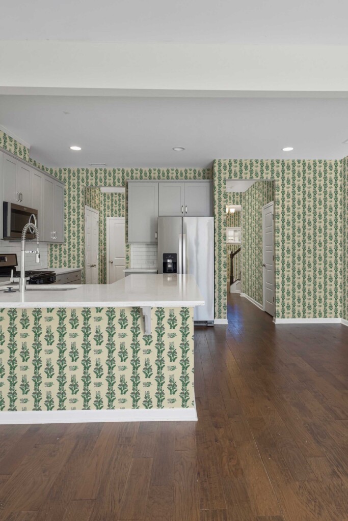 Fancy Walls self-adhesive wallpaper in green floral pattern for kitchen walls