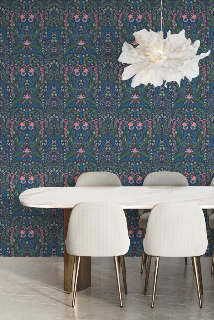 Fancy Walls Green Floral wallpaper for Dining room walls in Botanical style removable wallpaper.