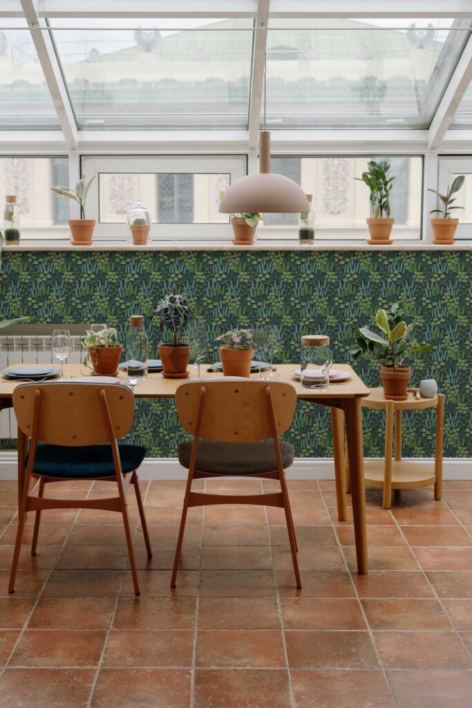 Fancy Walls removable wallpaper with green floral pattern for dining room walls