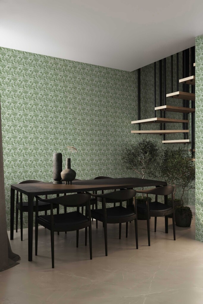 Fancy Walls green floral botanical wallpaper for walls in dining room decor