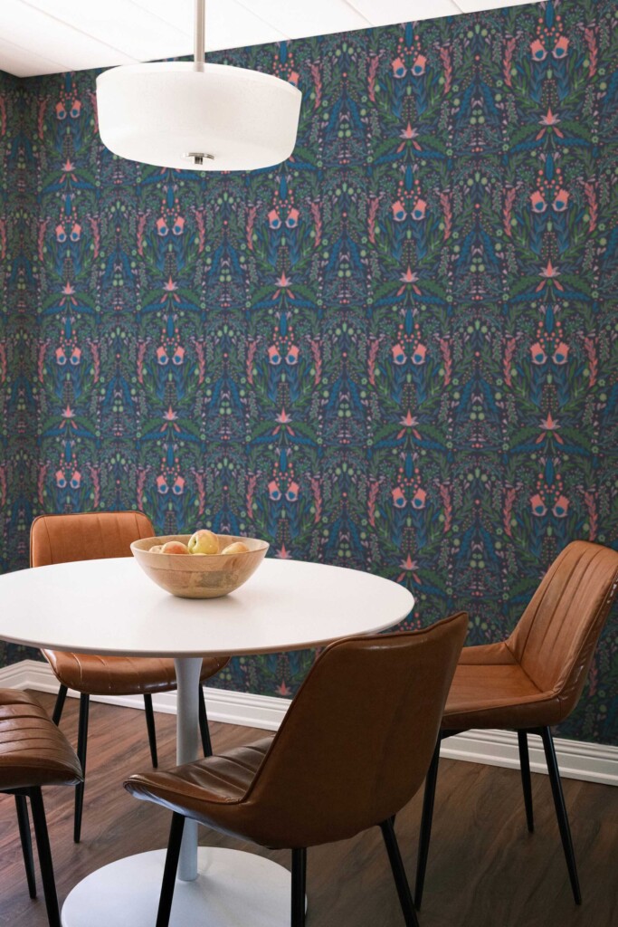 Fancy Walls Green Floral wallpaper for Dining room walls in Botanical style self-adhesive wallpaper.