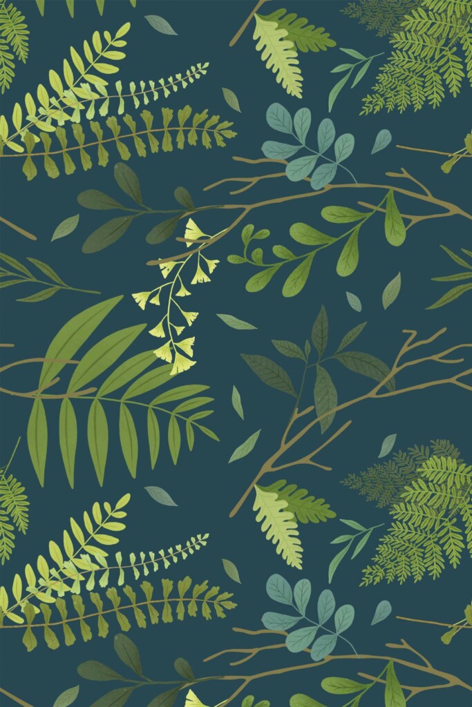 Pattern repeat of Green forest removable wallpaper design