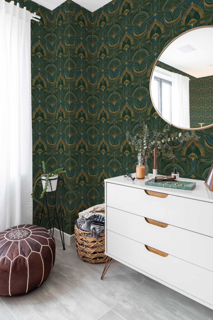 Fancy Walls Green Geometric traditional wallpaper