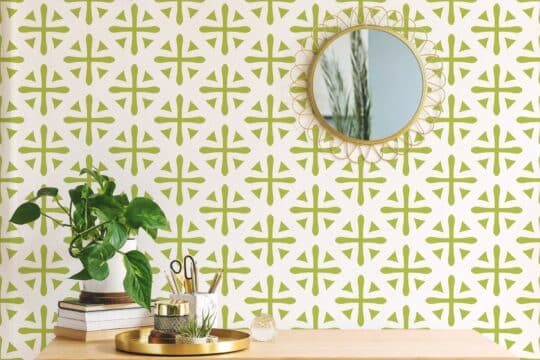 Geometric tile cross ornament stick on wallpaper
