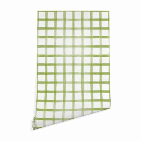 Watercolor green gingham sticky wallpaper