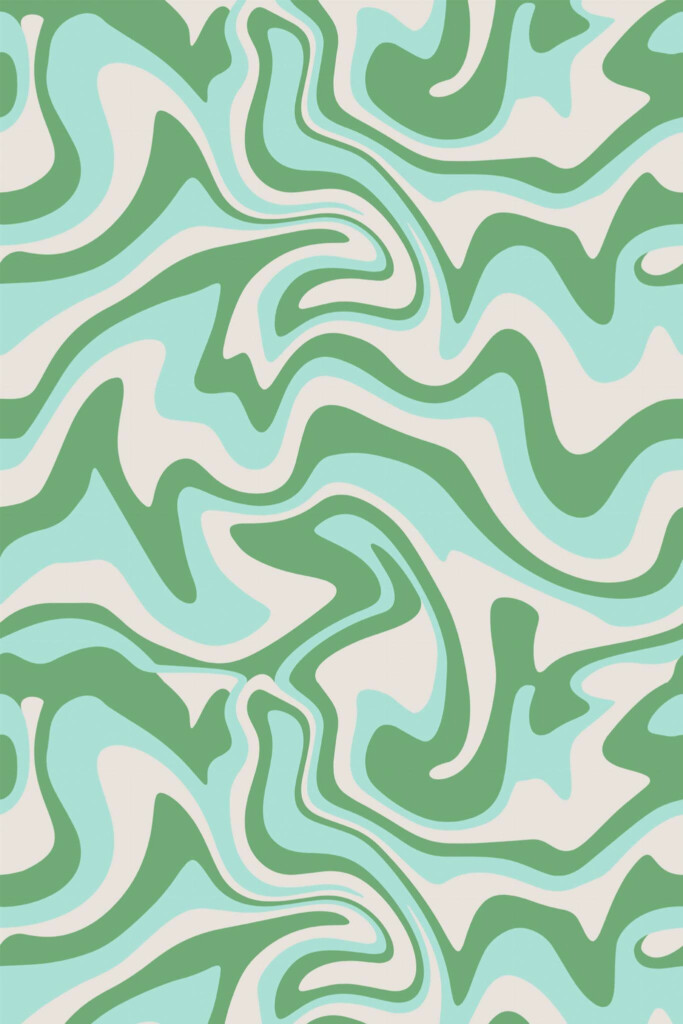 Pattern repeat of Green groovy removable wallpaper design