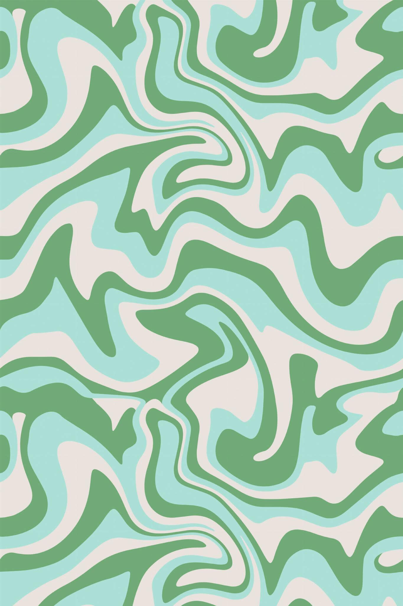 Green groovy Wallpaper - Peel and Stick or Non-Pasted