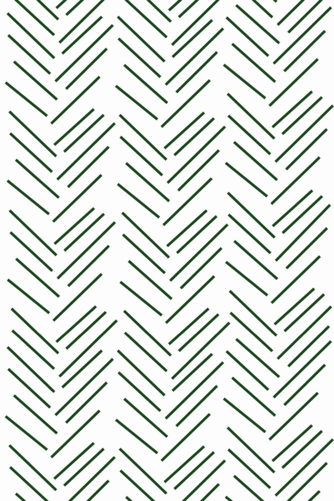 Pattern repeat of Green herringbone removable wallpaper design