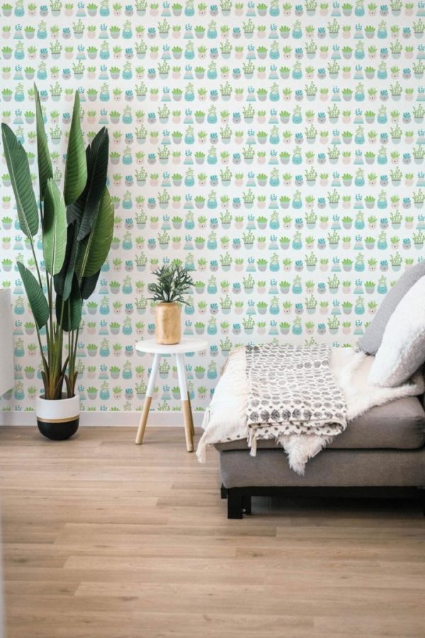 Succulent kids room self adhesive wallpaper