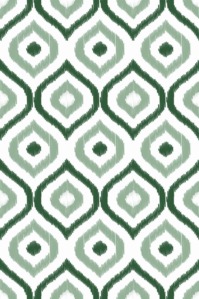 Pattern repeat of Green ikat removable wallpaper design
