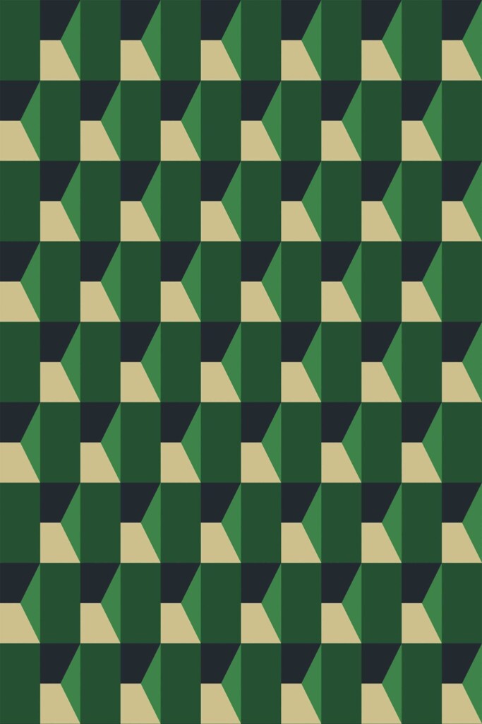 Traditional wallpaper with geometric pattern in green by Fancy Walls