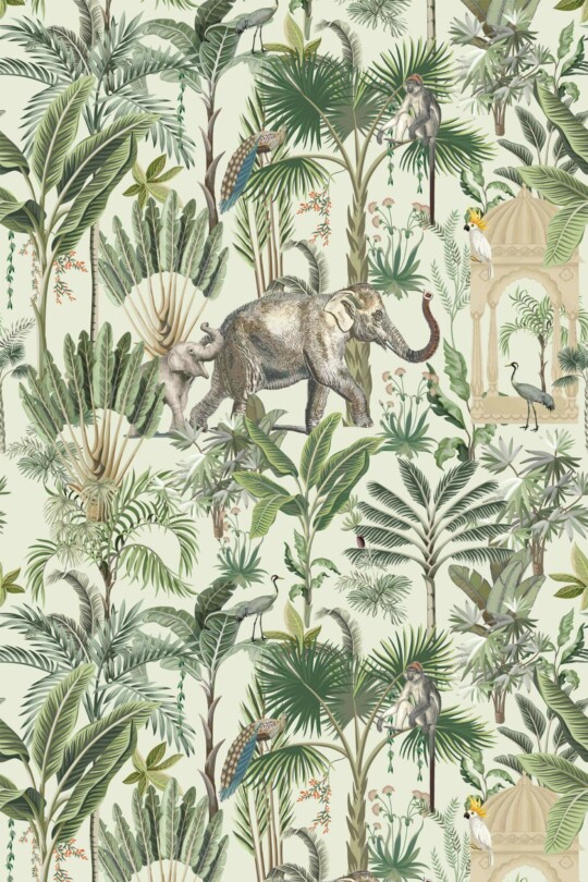 Green Jaipur Gardens Peel and Stick Wallpaper or Unpasted