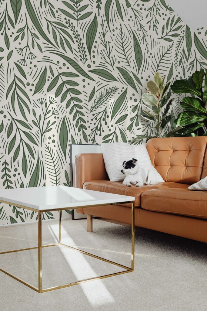 Removable wall mural with Boho style leaf design by Fancy Walls