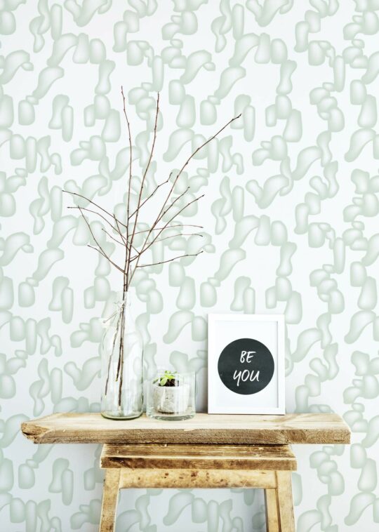 Abstract green modern shapes peel and stick wallpaper