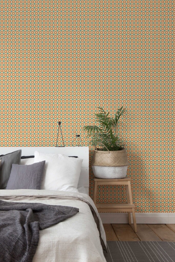 Fancy Walls removable wallpaper in orange and green circle pattern