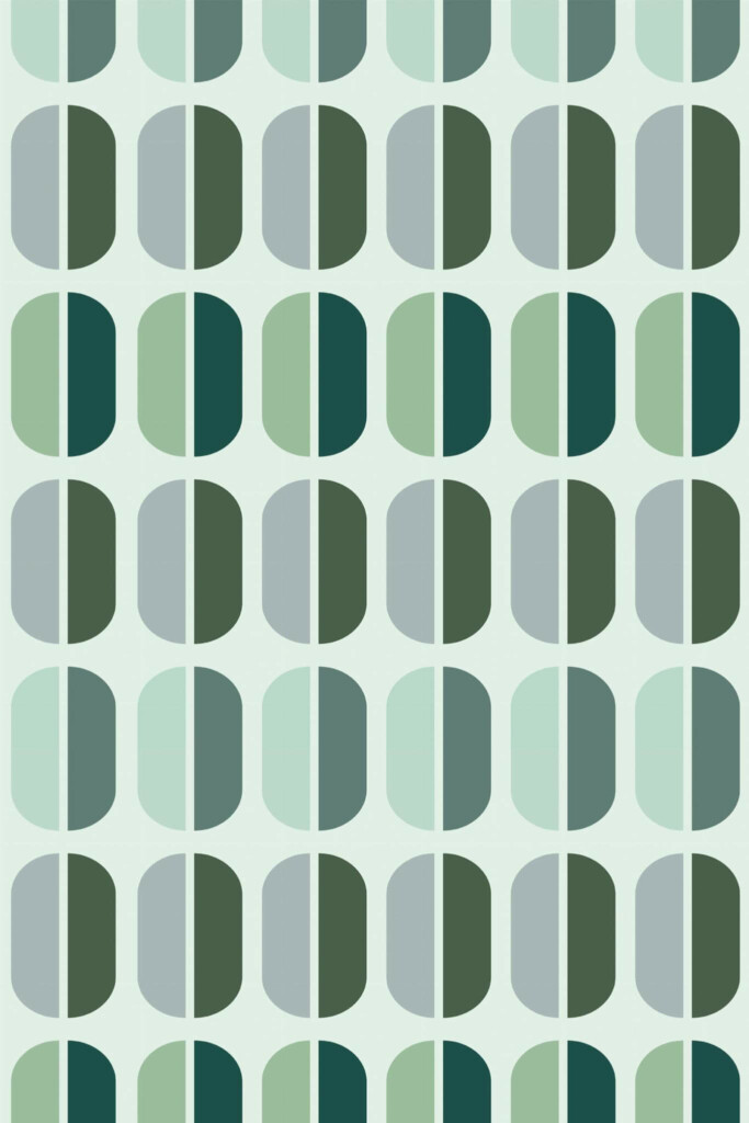 Pattern repeat of Green pastel retro removable wallpaper design