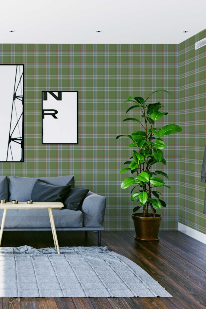 Retro Green Plaid removable wallpaper from Fancy Walls