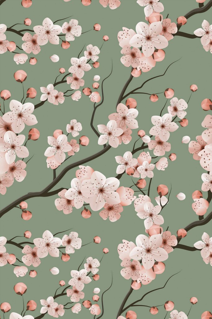 Sage Blossom Whispers Traditional Wallpaper - Fancy Walls
